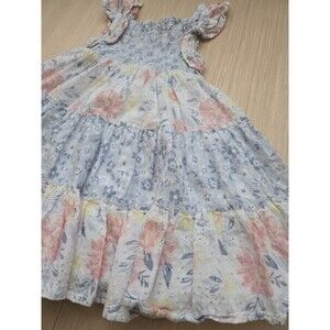 Haute Hippie Toddler Smocked Dress Tiered Floral Boho Ruffle Cotton Sundress 4T